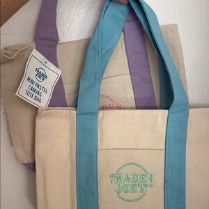 Trader Joe’s Set of 2 Mini Totes- Purple and Blue